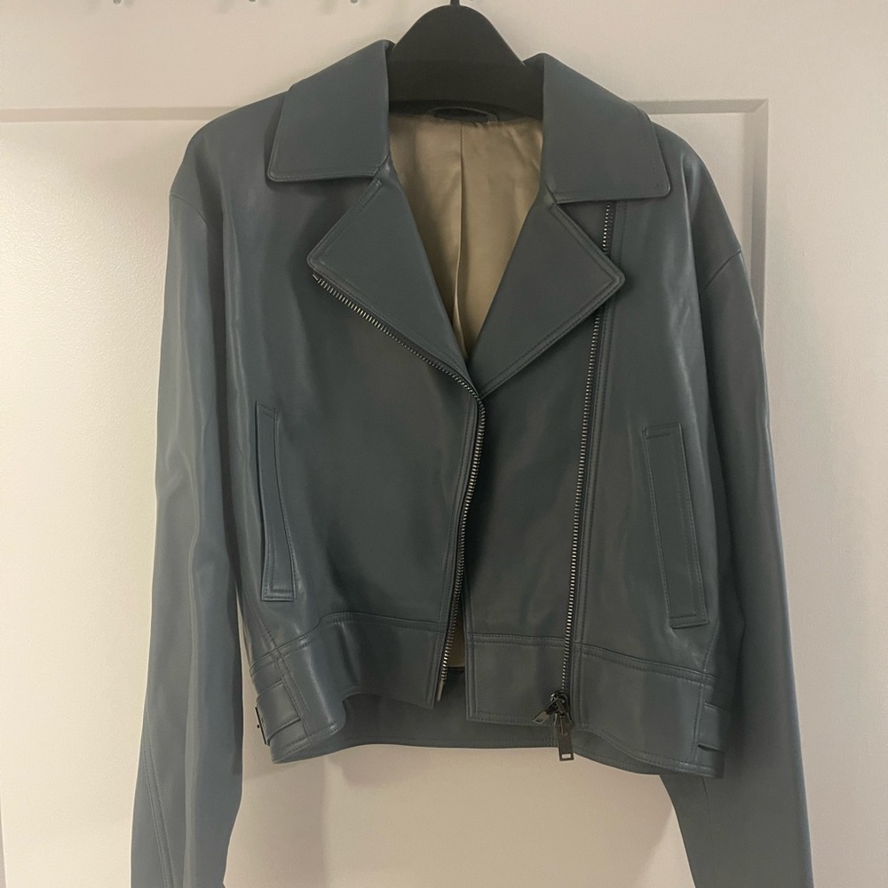 Theory Faux Leather Blue jacket